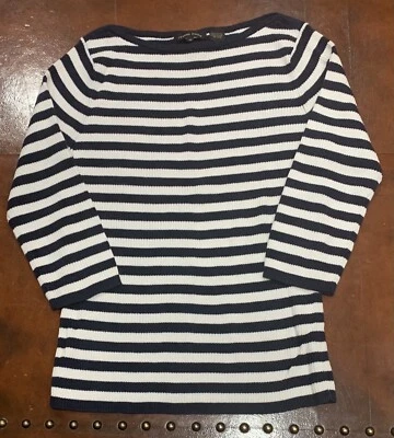 Top para mujer Jeanne Pierre 100 % algodón azul/blanco a rayas M Foto 1 de 4