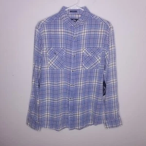 NWT Massive Outdoor Mens Small BlueFlannel Plaid Button Up Long Sleeve Shirt - Picture 1 of 11