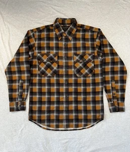 Filson Field Flannel Shirt Mens Small 20172107 Orange Dark Brown CC Tough Thick - Picture 1 of 7
