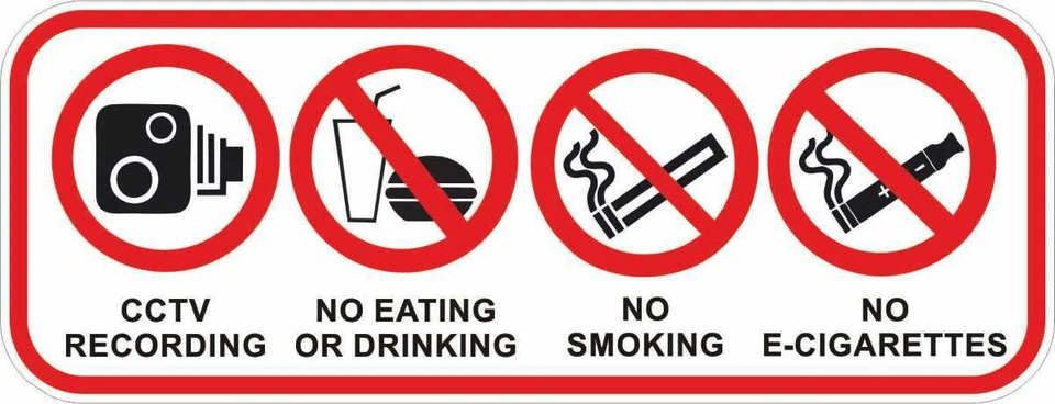 EIGENE HERSTELLUNG Aufkleber Verbot Nichtrauchen nicht Essen nicht Trinke CCTV Recording (2005)