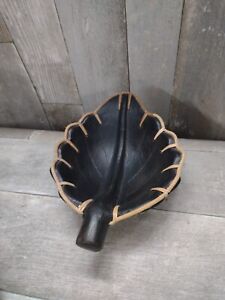 Giant Leaf Bowl, Beautiful Center Piece Made In Jamaica Dark Brown Color 9.5"