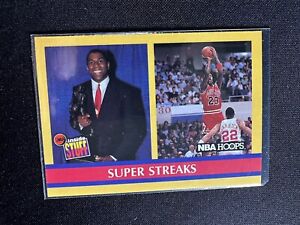 MAGIC JOHNSON / MICHAEL JORDAN 1990 NBA HOOPS Basketball Card #385 Inside Stuff