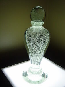 Jean Claude Novaro HAND BLOWN Glass Sculpture Perfume Bottle - Glow In The Dark