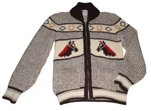 1950’s Caldwell Unisex Wool Cardigan Sweater ~ Horses ~ Hand Fashioned Knit Rite - Bild 1 von 17