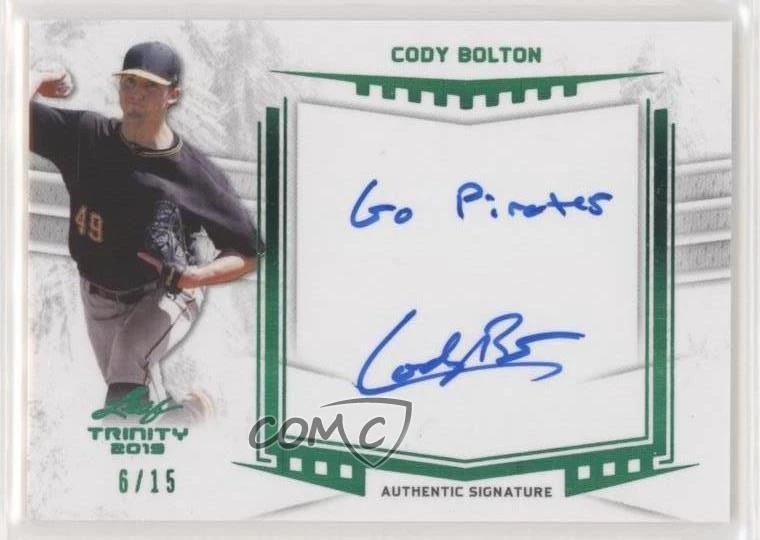 2019 Leaf Trinity Auto Inscriptions Green /15 Cody Bolton #A-CB3 Auto - Image 1 of 2