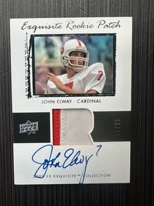 JOHN ELWAY 2009-10 EXQUISITO FLASHBACK PARCHE DE NOVATO AUTOMÁTICO #78K 11/25 STANFORD RPA - Imagen 1 de 2