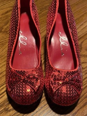 Ellie Shoes Womens 6 Ruby Red Slippers Sequin Holiday Party Dorothy Costume Judy - Image 1 of 4