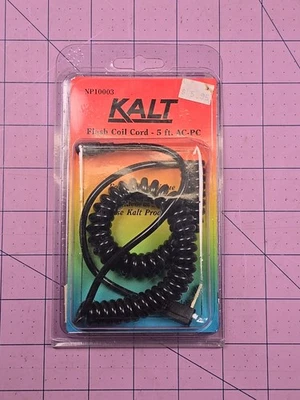 NEW KALT FLASH COIL CORD 5 FOOT AC-PC NP10003 CAMERA CABLE - Image 1 of 3