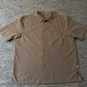 Lululemon Airing Easy Hemd Herren Large Braun Knopfleiste Kurzarm Arbeit Freizeit - Bild 1 von 6