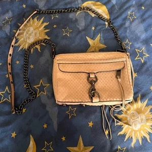 Rebecca Minkoff MAC Crossbody Faux Snake Skin Leather Nude Beige Black Hardware - Picture 1 of 15