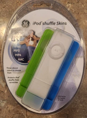 Nuevo de Lote Antiguo Ge iPod Shuffle Skins MP3 MP4 AAC Verde Blanco Azul Paquete de 3  Foto 1 de 2