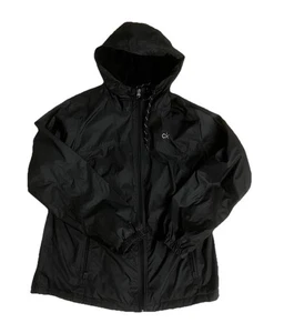 Abrigo cortavientos Calvin Klein chaqueta con capucha forrada de lana para mujer negro LRG - Imagen 1 de 9