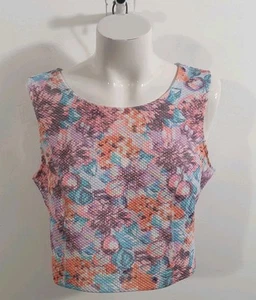 Sportsgirl Waffle Floral Crop Top Sz S - Picture 1 of 6