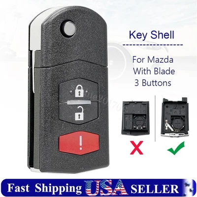 Para Mazda 2 3 5 CX7 CX9 Mando a distancia abatible Llavero FUNDA CARCASA 3 botones BGBX1T478SKE12501 Foto 1 de 4