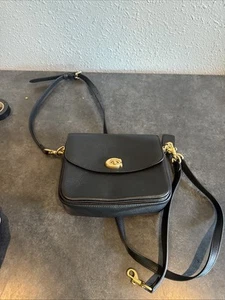 Borsa a tracolla Coach USA pelle nera ottone vintage - Foto 1 di 7