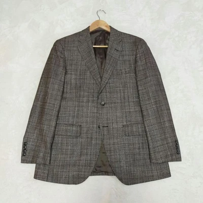 Chaqueta a medida Loro Piana mezcla de seda cachemir marrón a cuadros Foto 1 de 4