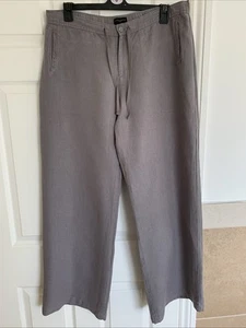 THE WHITE COMPANY Grey 100% Linen Wide Leg Trousers Size Large - Picture 1 of 19