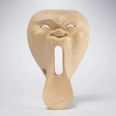 Máscara de grito arte popular tallada a mano de madera de hibisco indonesio balinés iris manzana Foto 1 de 4