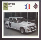 1980 1981 1982 Renault 5 Turbo France Photo Fiche Spécifique Info CARTE ATLAS