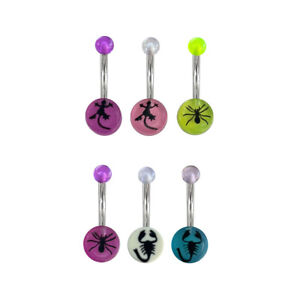 6pcs 14G Surgical Steel Acrylic Belly Button Ring for Women Girls Navel Rings Be