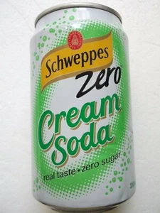 SCHWEPPES CREAM SODA ZERO from HONG KONG 2009 empty can 330ml top opened - Imagen 1 de 5