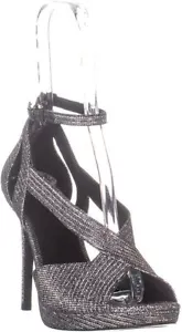 Michael Kors Woman's Becky Ankle Strap Black/Silver - Picture 1 of 6