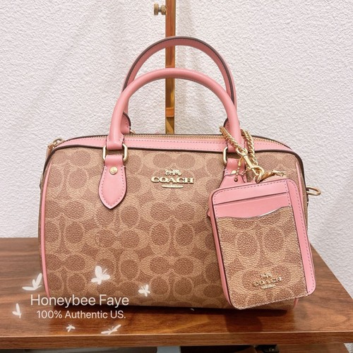 Borsa Coach Rowan nuova con etichette custodia porta carte con cerniera pacchetto in tela firmata CV961 CW883