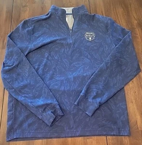 Johnnie-O Men’s Quarter Zip Long Sleeve Medium Blue Palm Leaf With Logo - Picture 1 of 14
