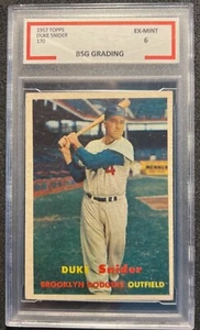 1957 Topps Duke Snider #170 Los Angeles Dodgers BSG 6 EX-MINT Brooklyn Dodgers - Picture 1 of 2