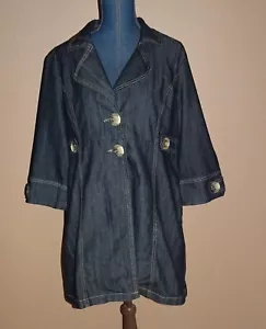 Giacca denim Baccini lavaggio scuro media lunghezza bottoni grandi maniche 3/4 taglia XL - Foto 1 di 5