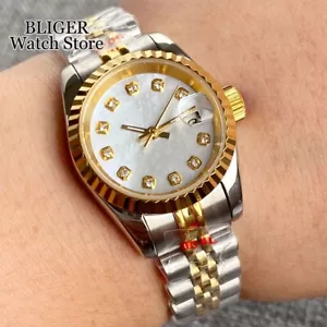 Shell Dial 26mm Yellow Gold Diamond Marks 21 Jewelry NH05 Automatic Women Watch - Picture 1 of 6