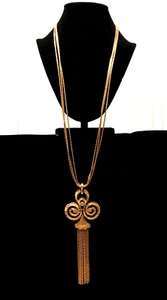 Vintage Monet Damita Goldtone Tassel Multi Chain Necklace Jewelry - Picture 1 of 5