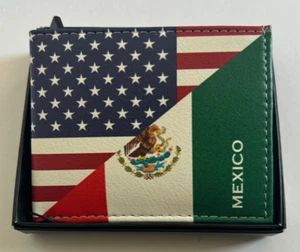 Billetera de cuero impresa doble pliegue bandera de México de Estados Unidos viene en caja de regalo - Imagen 1 de 3