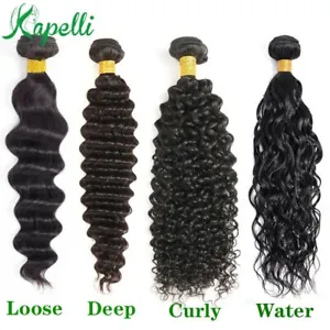 10A Brazilian Virgin Human Hair Loose/Deep/Curly/Water Wave Hair Bundles Black - Picture 1 of 23