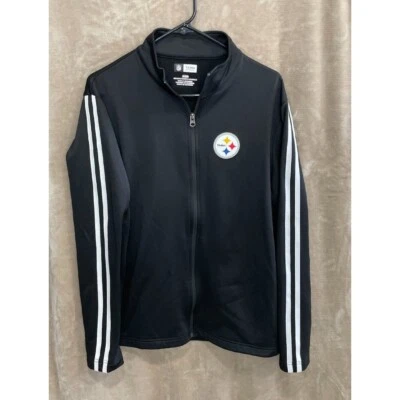 Steelers NFL Men's M Black Full Zip Up Track Jacket Long Sleeve Team Apparel - Image 1 of 4
