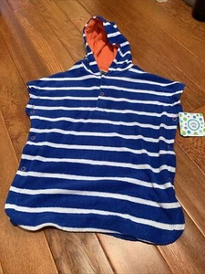 New Little Me Unisex HOODY Cover-Up White/blue Stripes, Size 18 Months UPF 50 - Picture 1 of 5