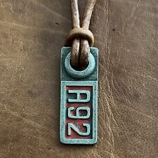 Abercrombie and Fitch Vintage Rare Leather Necklace Red A92 A&F Metal Pendant