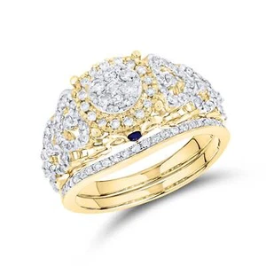 10k Yellow Gold 0.99 ctw Diamond Bridal set - Picture 1 of 3