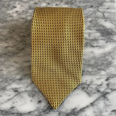 Галстук Genesis 100% шелк США золото/черный геометрический жаккардовый принт галстук ~ 3,75 дюйма J48 - Изображение 1 из 4