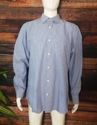 Banana Republic Shirt XL Slim 17 17.5 No Iron Button Up Cotton Stripe BR Mens - Image 1 of 4