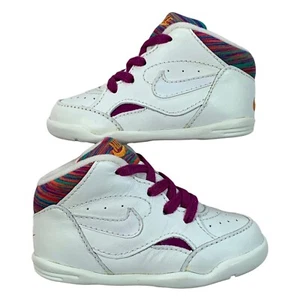 VTG 90s Nike Baby Elite Performance White Dark Raspberry 1993 Sneaker Size 5.5C - Picture 1 of 7