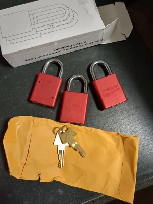 AMERICAN LOCK  Lockout Padlock: A1105KAS3RED, Keyed Alike, Red, (3 ) Body Al. - Image 1 of 4