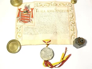 1662 Charles II Grant of Arms Illuminated Document & Seal JOHN GONNING Bristol - Picture 1 of 12