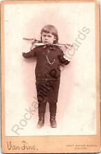Antique Cabinet Card Portrait Young Boy Holds Riding Crop Van Fine Chicago IL