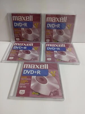 5 Maxell DVD+R 4.7GB 120min SEALED Recordable/Write Once Digital Versatile Disc - Image 1 of 4