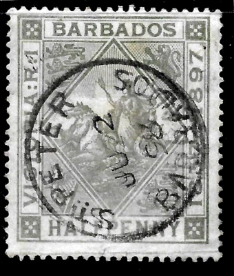 Barbados SC#82 1897 VICTORIA JUBILEO EDICIÓN 🔥ERROR DESPLAZADO WM🔥CD ST.PETER 🔥VF Foto 1 de 3