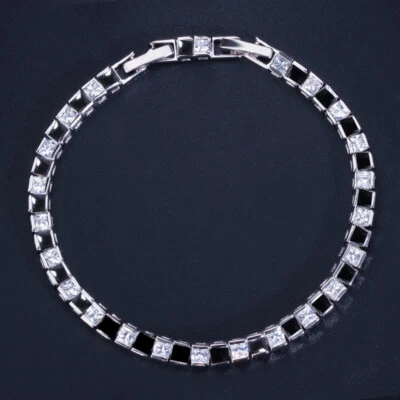 Classy Purple Amethyst Square Cut CZ Stone Princess Women Bridal Tennis Bracelet - Image 1 of 4