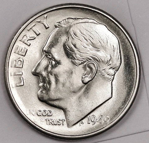 1949-s Roosevelt Dime.  White No Toning.  BU.  Inventory I. 176341 Cover
