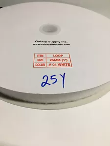 Loop  Fastener Tape 1" White Color,  25 Yard per roll, With Adhesive. UPC900102 - Picture 1 of 5