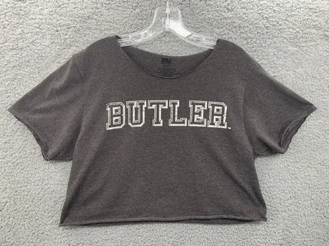Butler Bulldogs Womens Gray Shirt Size Medium Crop Top Graphic Tee MV Sport Cover